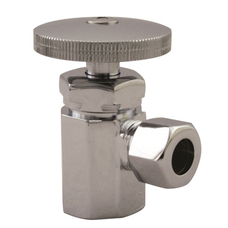 WESTBRASS Round Handle Angle Stop Shut Off Valve 1/2-Inch IPS Inlet W/ 3/8-Inch Compression Outlet in Polished D103-26